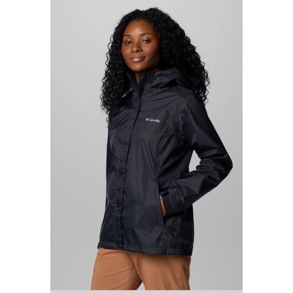 Columbia Women's Arcadia II Jacket Black Size XL Waterproof Rain Coat Omni Tech - Picture 4 of 15